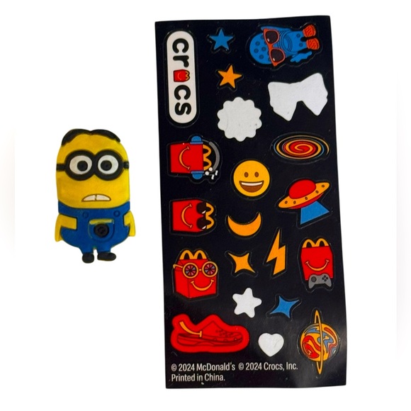 Minions Crocs charm & McDonald’s Crocs stickers set - Picture 1 of 5